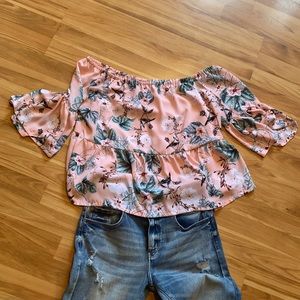 a.n.a. Off the shoulder floral top M NWOT